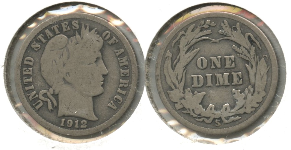 1912-S Barber Dime Good-4 #f
