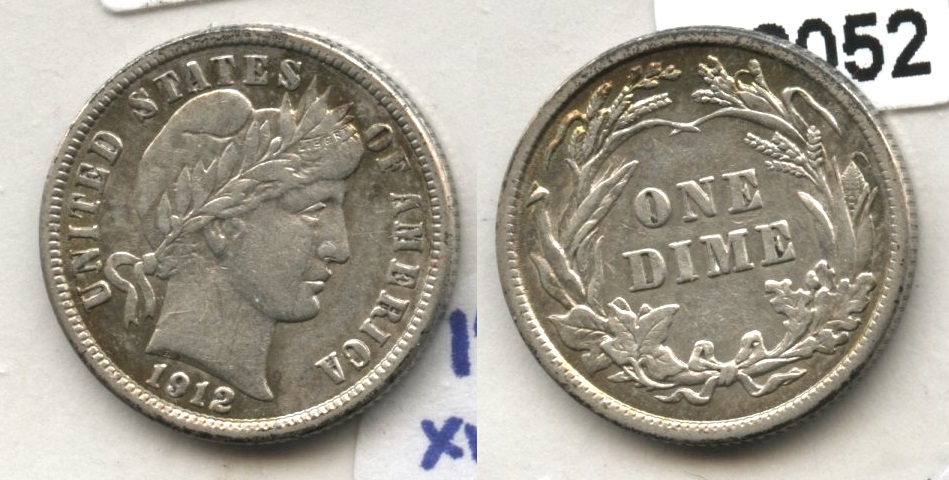 1912 Barber Dime VF-30 #a Lightly Cleaned