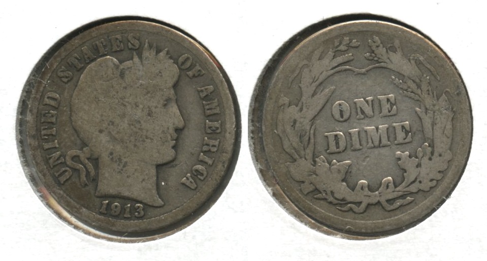 1913 Barber Dime Good-4 #al