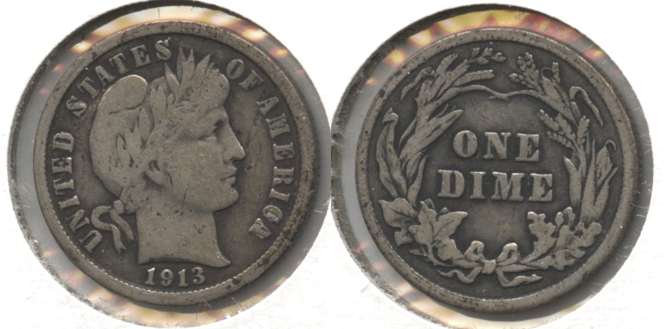 1913 Barber Dime VG-8 #g