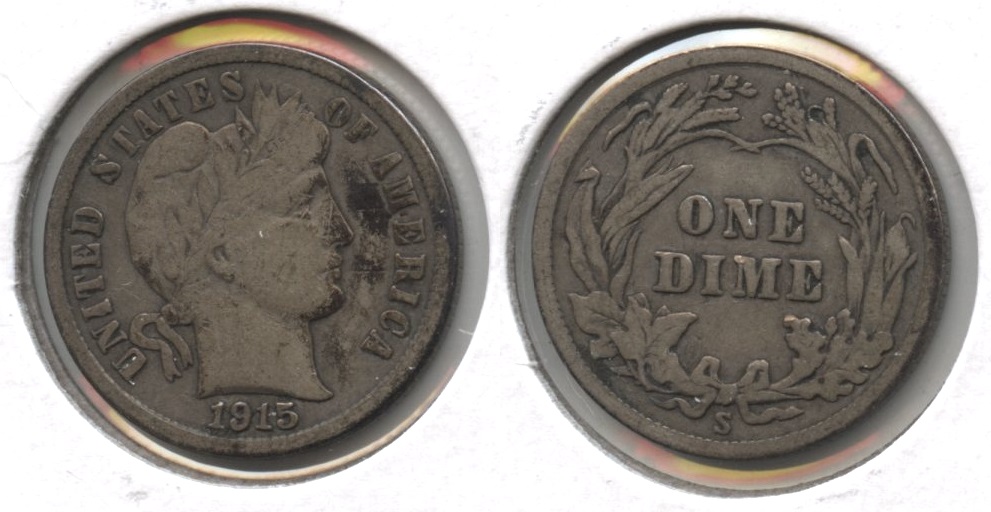 1915-S Barber Dime Fine-12 #a