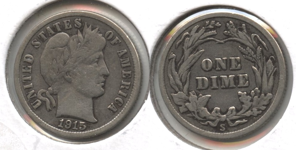 1915-S Barber Dime Fine-15