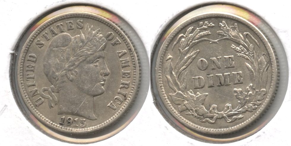 1915 Barber Dime EF-40 #a Obverse Scratch