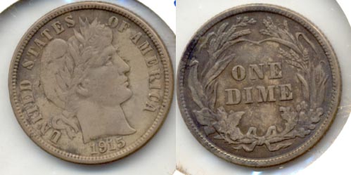 1915 Barber Dime VF-20