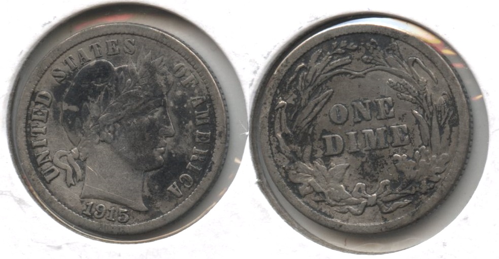 1915 Barber Dime VF-20 #d Ugly Tone