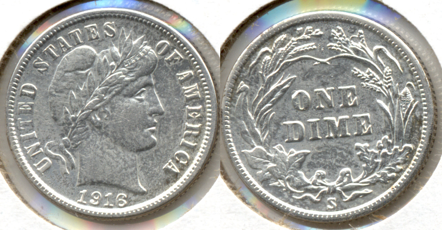 1916-S Barber Dime AU-50