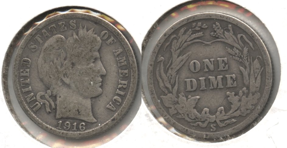 1916-S Barber Dime Good-4 #a