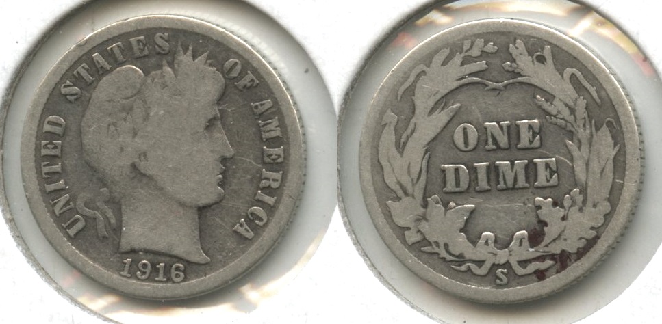 1916-S Barber Dime Good-4 #f