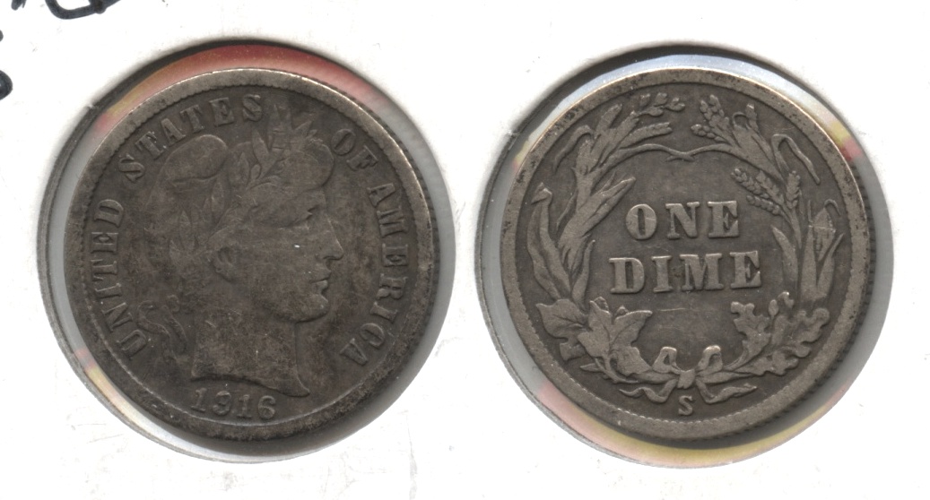 1916-S Barber Dime VG-8 #b
