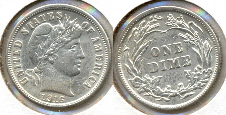 1916 Barber Dime AU-53