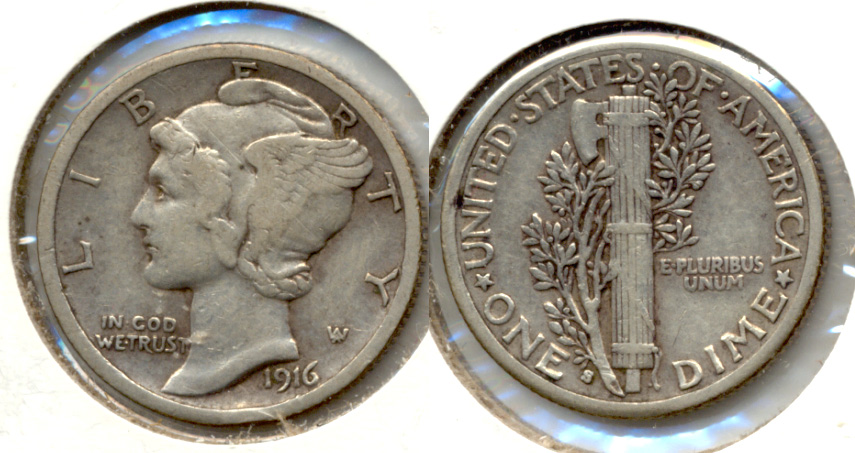 1916-S Mercury Dime VF-20 c