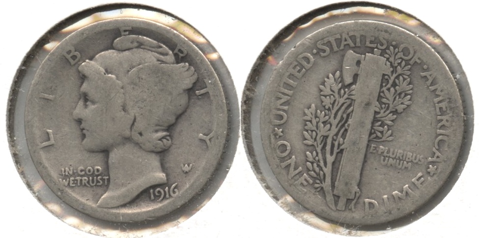 1916 Mercury Dime AG-3 #k