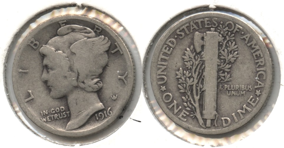 1916 Mercury Dime Good-4