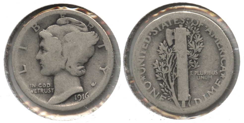 1916 Mercury Dime Good-4 #m
