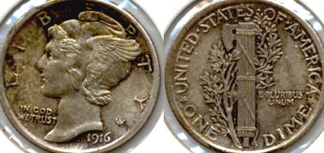 1916 Mercury Dime MS-60 a