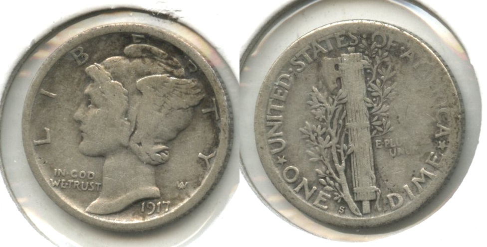 1917-S Mercury Dime Fine-12 #a