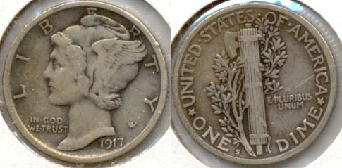 1917-S Mercury Dime VF-20