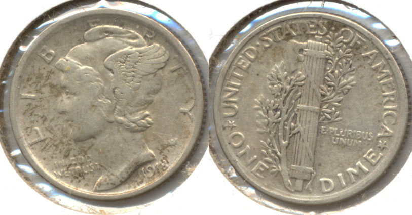 1918 Mercury Dime EF-40 a