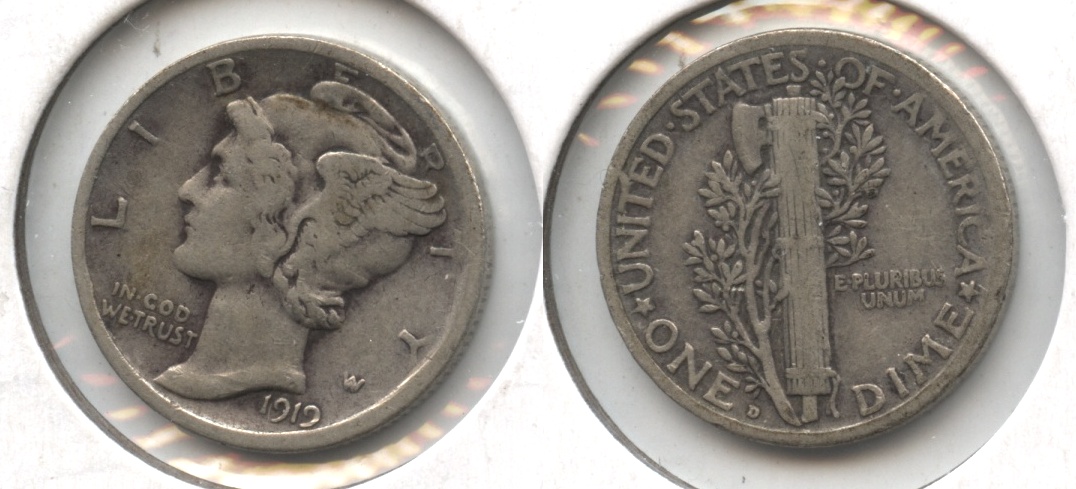 1919-D Mercury Dime Fine-12 #a