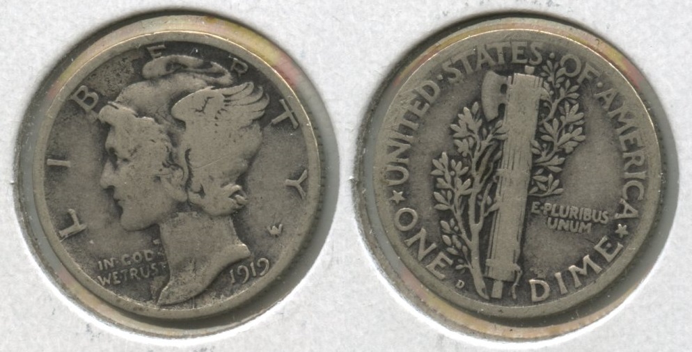 1919-D Mercury Dime VG-8 #c