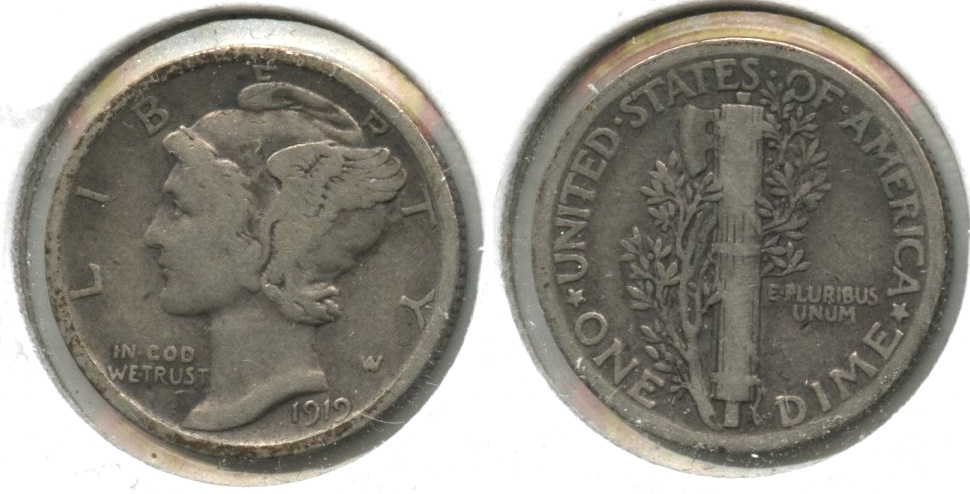 1919 Mercury Dime Fine-12 #j