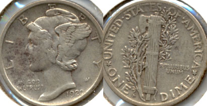 1920-D Mercury Dime VF-20 a