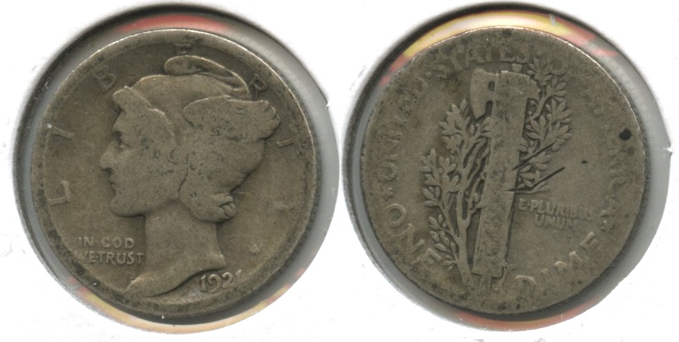 1921 Mercury Dime Fair-2 #f