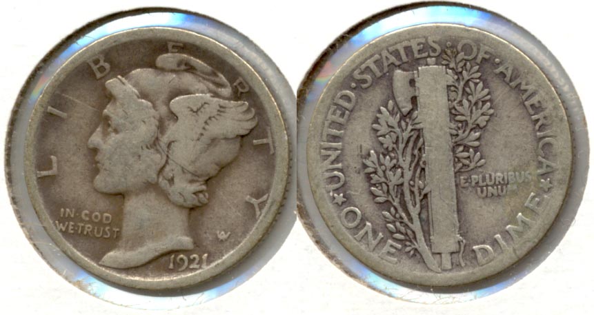 1921 Mercury Dime Good-6
