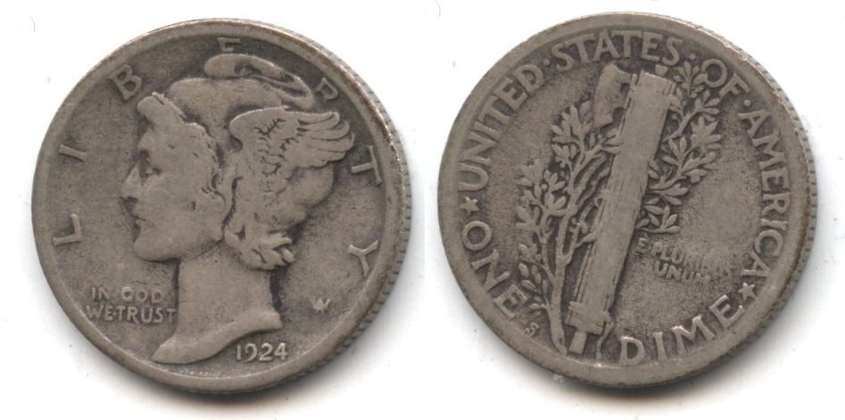 1924-S Mercury Dime VG-8 #c