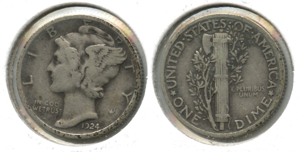 1924 Mercury Dime Fine-12 #b