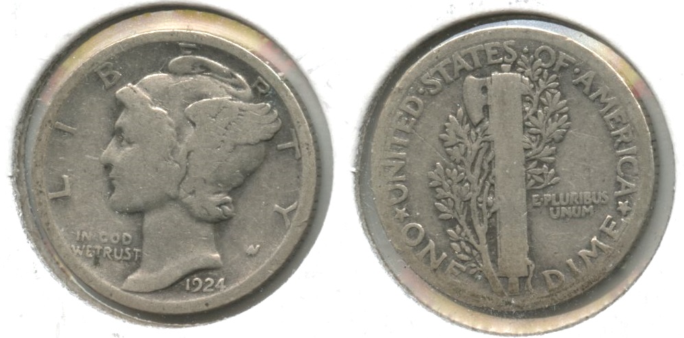 1924 Mercury Dime Good-4 #p