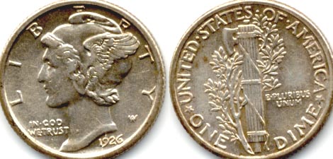 1926 Mercury Dime AU-50