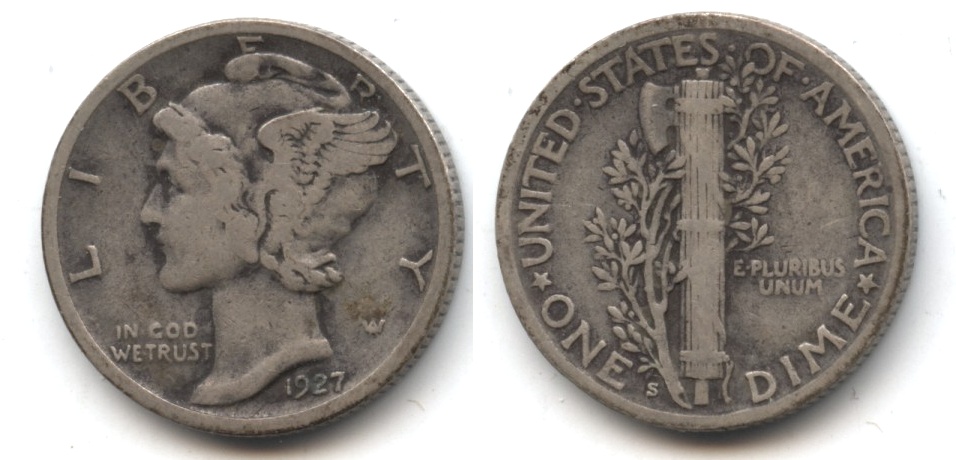 1927-S Mercury Dime VG-8 #c