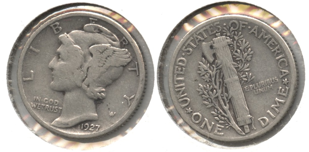 1927 Mercury Dime Fine-12 #a Staple Scratch