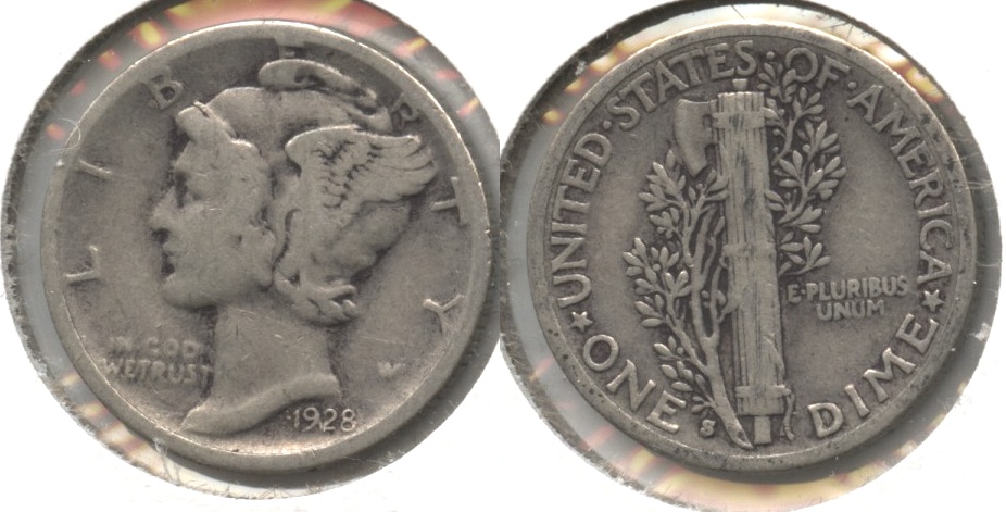 1928-S Mercury Dime Fine-12 #l
