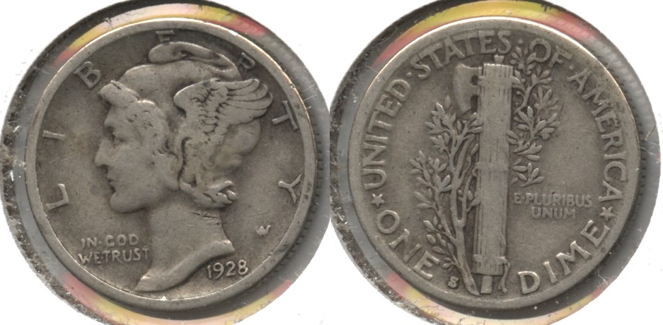 1928-S Mercury Dime VG-8 #aj