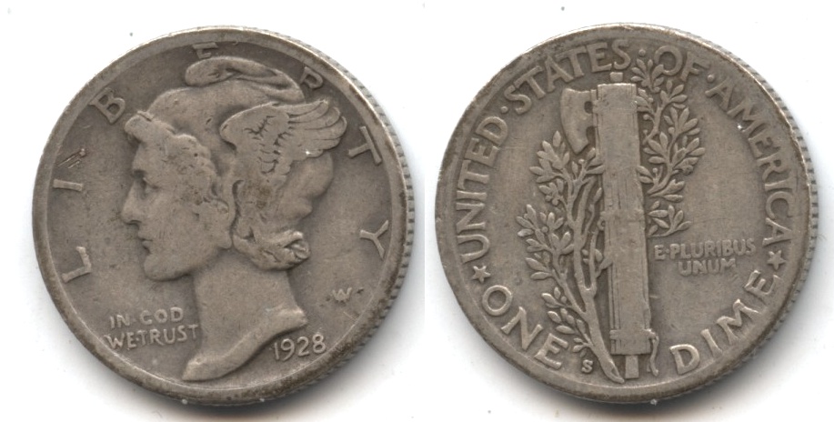 1928-S Mercury Dime VG-8 #an
