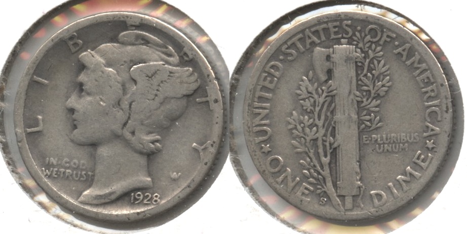 1928-S Mercury Dime VG-8 #p