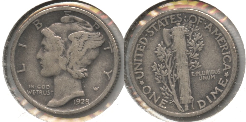 1928 Mercury Dime Fine-12 #p