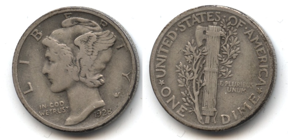 1928 Mercury Dime Fine-12 #x