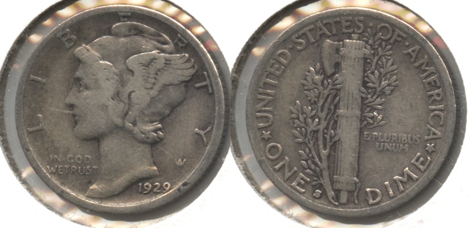 1929-S Mercury Dime Fine-12 #h