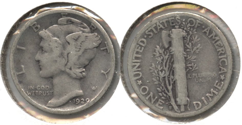 1929-S Mercury Dime Good-4 #f