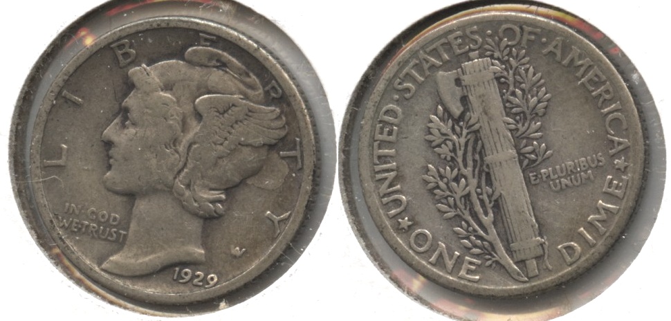 1929 Mercury Dime Fine-12 #ap