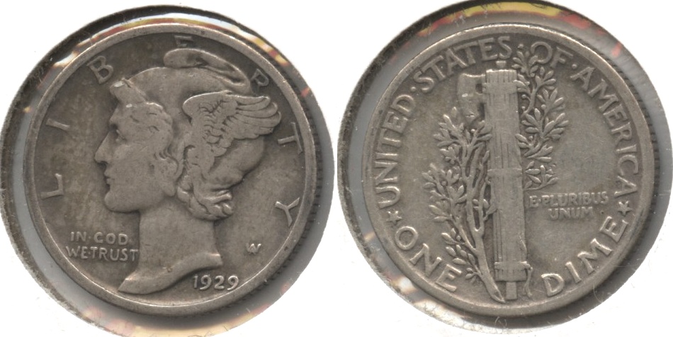 1929 Mercury Dime Fine-12 #bk