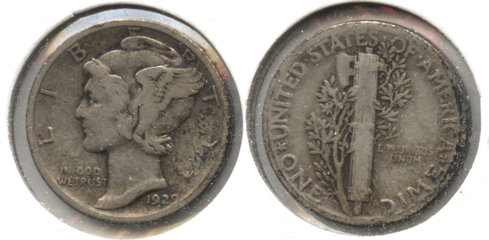 1929 Mercury Dime VG-8