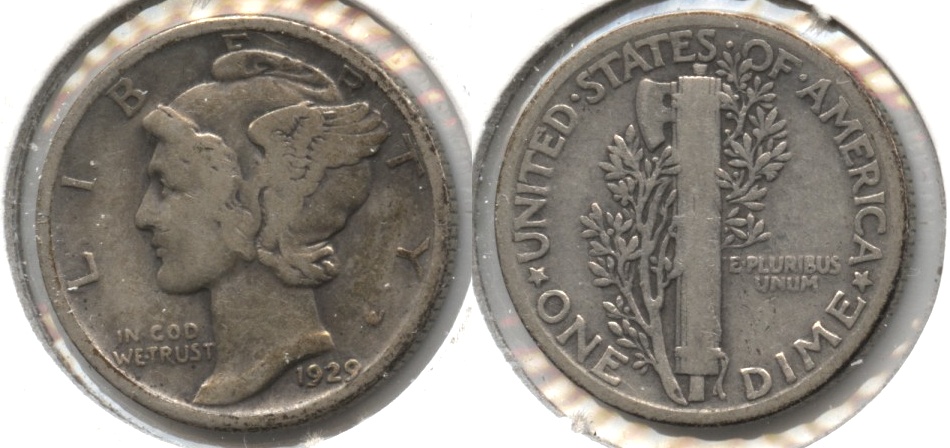 1929 Mercury Dime VG-8 #