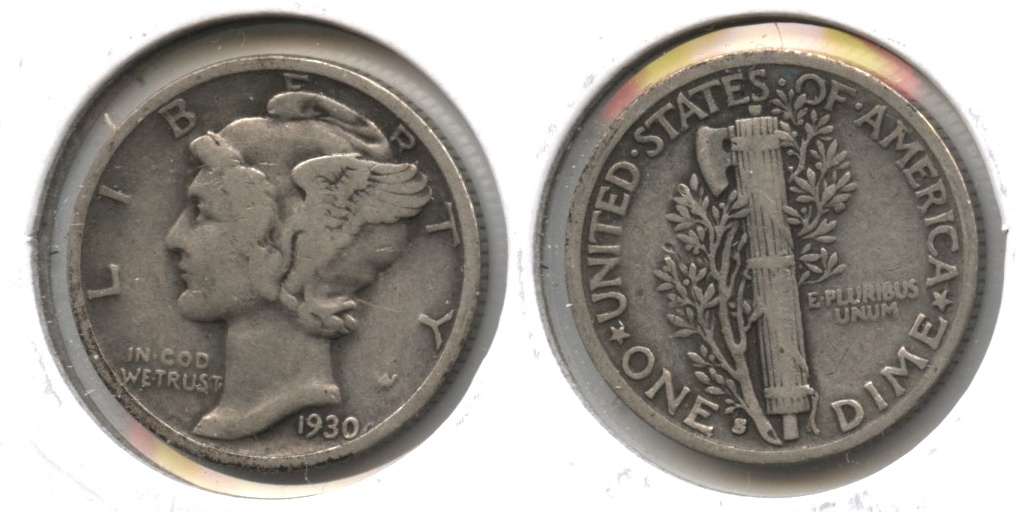 1930-S Mercury Dime Fine-12