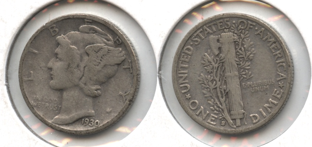 1930-S Mercury Dime Fine-12 #b