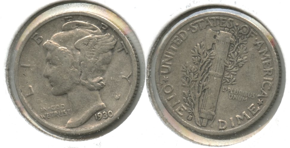 1930-S Mercury Dime Fine-12 #f