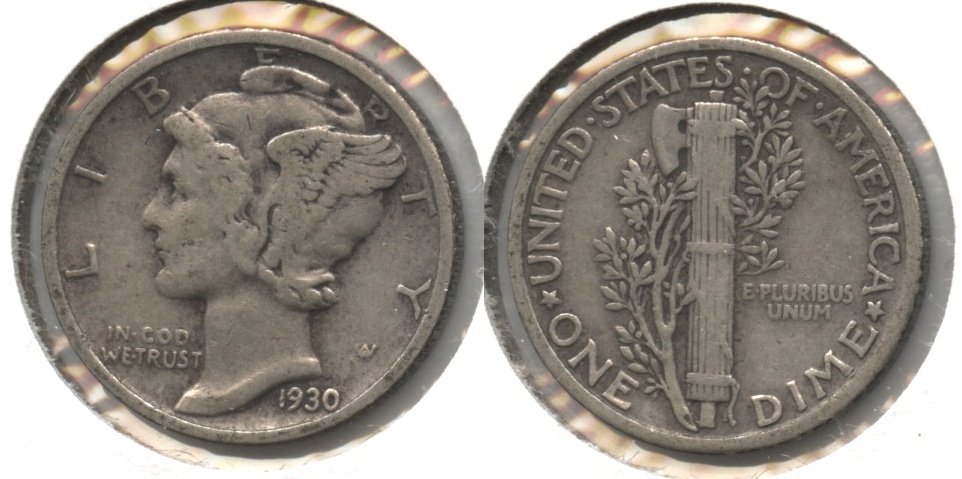 1930 Mercury Dime Fine-12 #k
